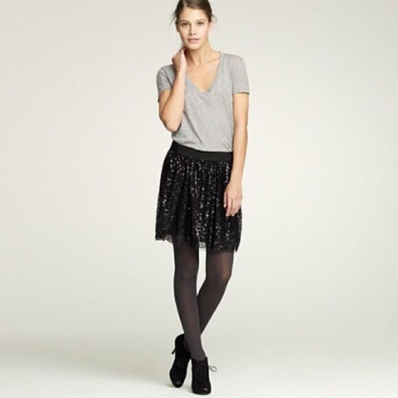 J Crew Starry Night Black Sequin Mini Skirt - Picture 1 of 6